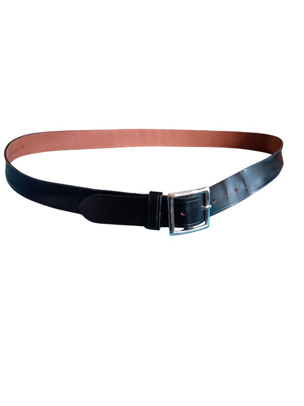 Vintage Mens 44 Leather Black India 1990's With Silver Buckle